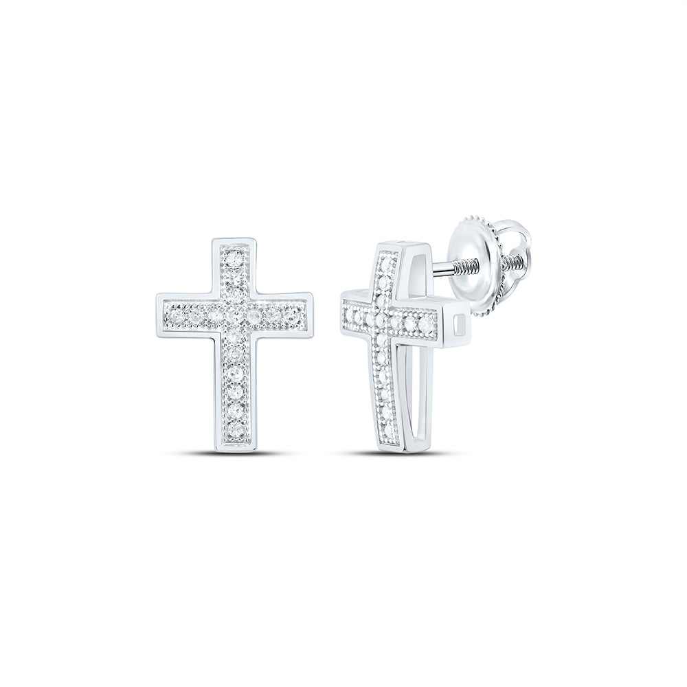 1/10CTW-NAT DIA P1 GIFT CROSS EARRING Daisy Joyeria