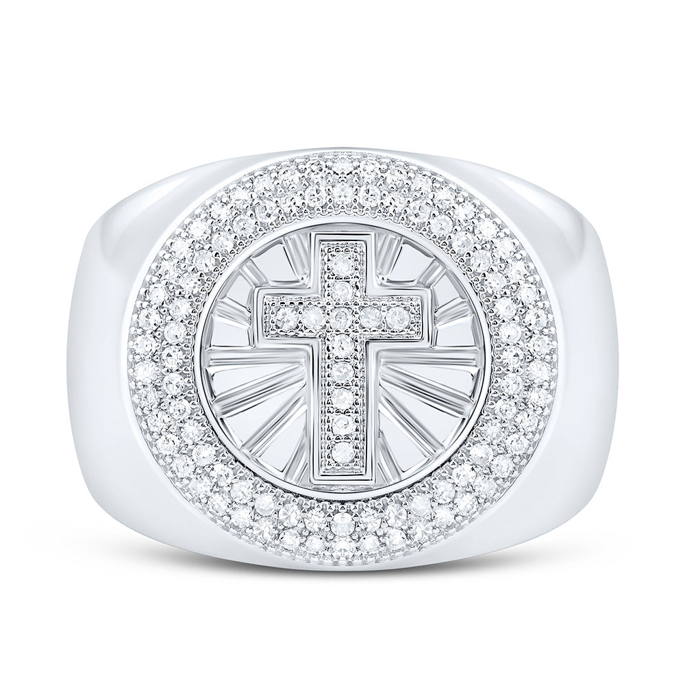 1/4CTW-NAT DIA P1 GIFT CROSS ROUND RING Daisy Joyeria