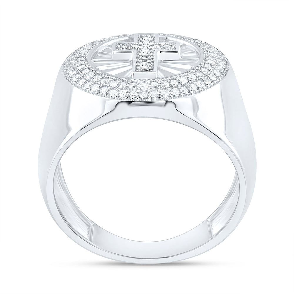 1/4CTW-NAT DIA P1 GIFT CROSS ROUND RING Daisy Joyeria