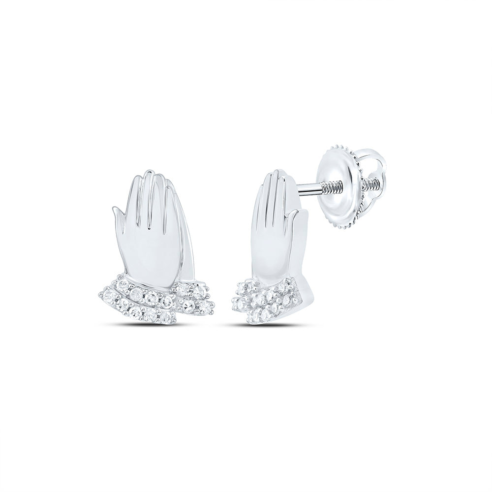 1/12CTW-NAT DIA P1 GIFT PRAYING HAND EARRING Daisy Joyeria