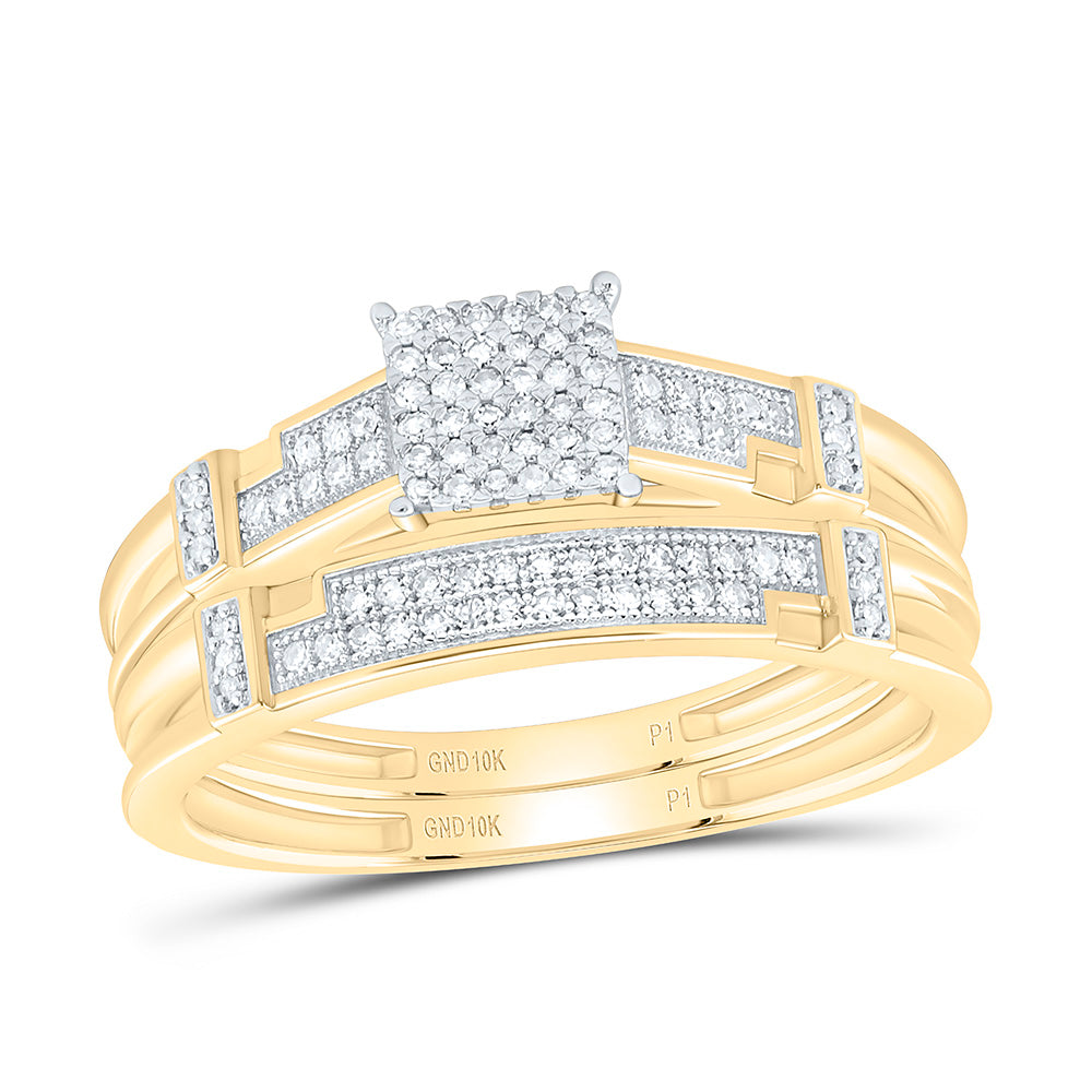 1/3CTW-NAT DIA P1 GIFT MICRO-PAVE SQUARE TRIO SET Daisy Joyeria