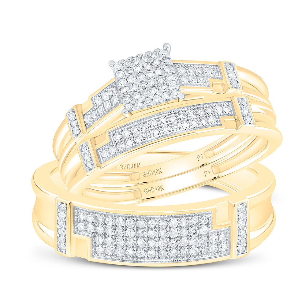 1/3CTW-NAT DIA P1 GIFT MICRO-PAVE SQUARE TRIO SET Daisy Joyeria