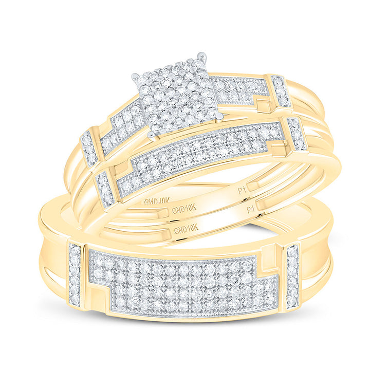 1/3CTW-NAT DIA P1 GIFT MICRO-PAVE SQUARE TRIO SET Daisy Joyeria