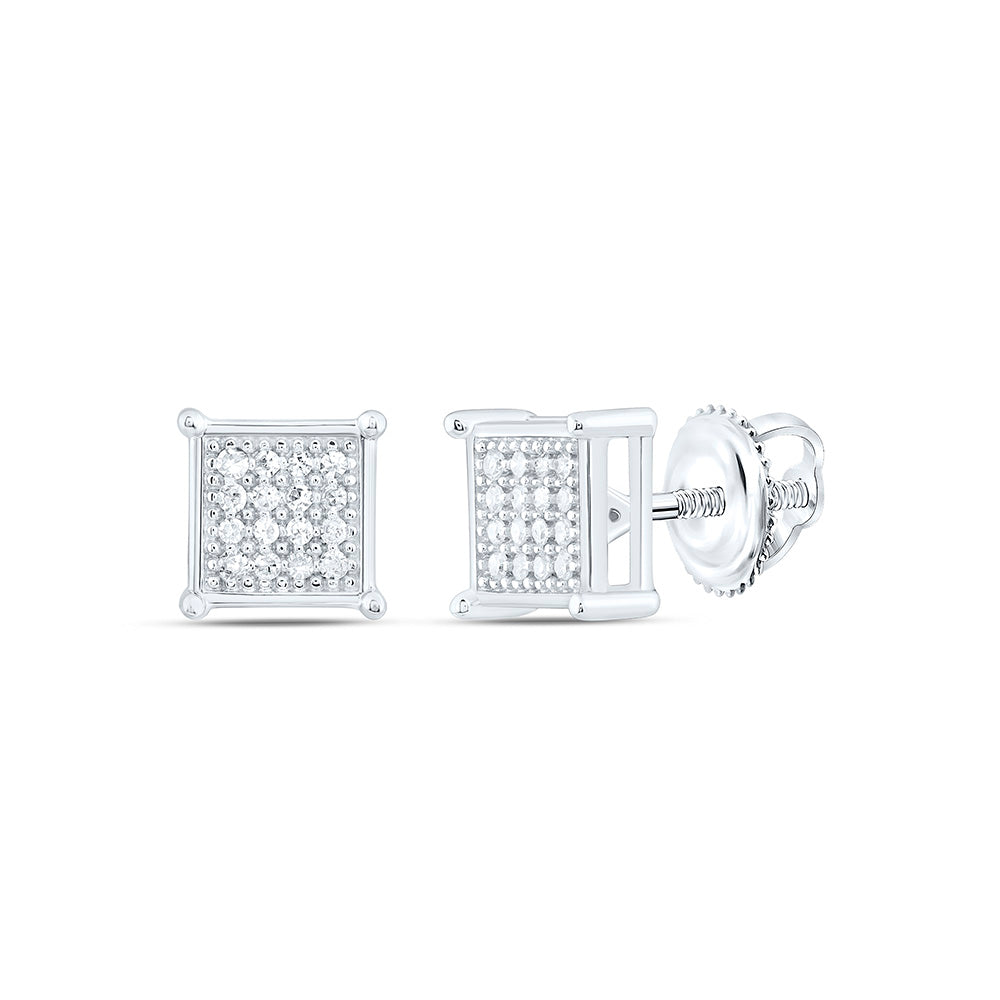1/10CTW-NAT DIA P1 GIFT MICRO-PAVE SQUARE EARRING Daisy Joyeria