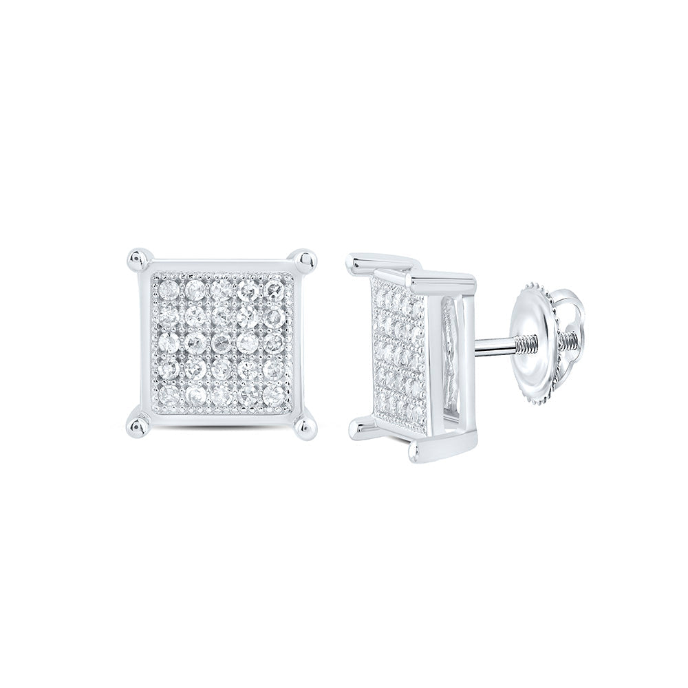 1/8CTW-NAT DIA P1 GIFT MICRO-PAVE SQUARE EARRING Daisy Joyeria
