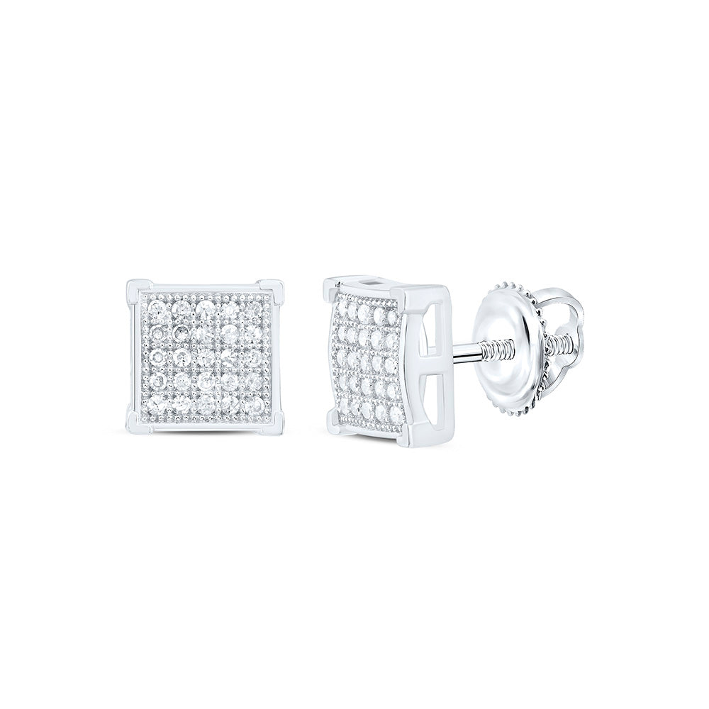 1/8CTW-NAT DIA P1 GIFT MICRO-PAVE SQUARE EARRING Daisy Joyeria