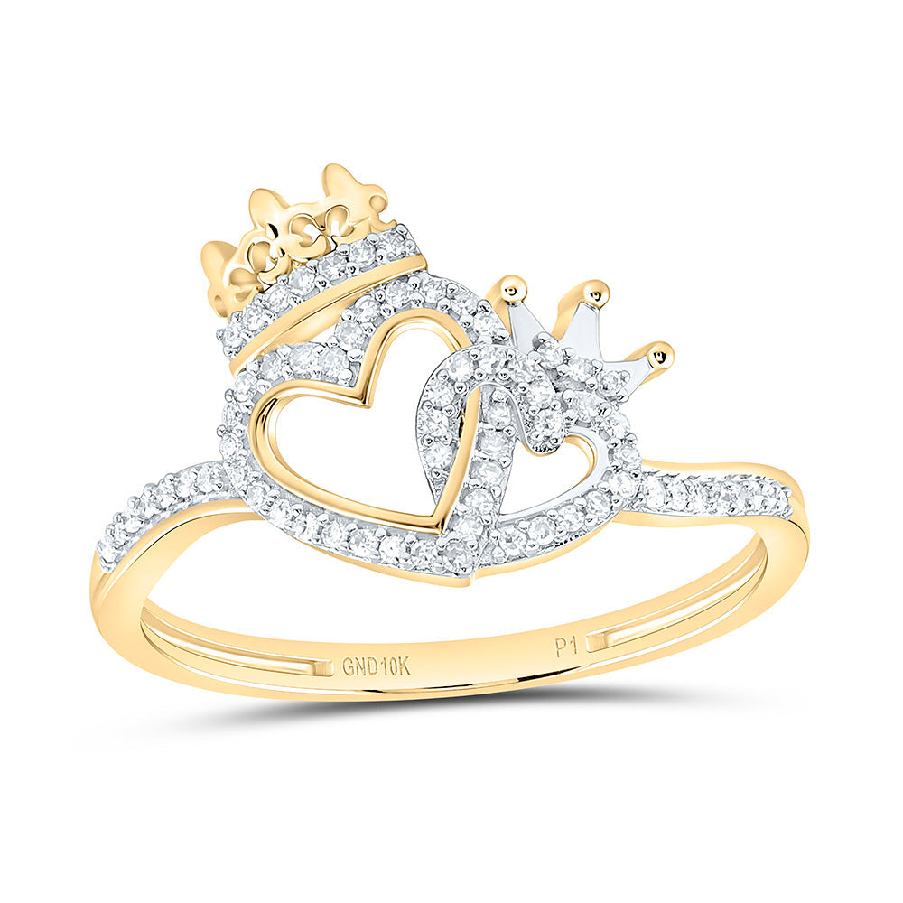 1/8CTW-NAT DIA P1 GIFT CROWN HEART RING Daisy Joyeria