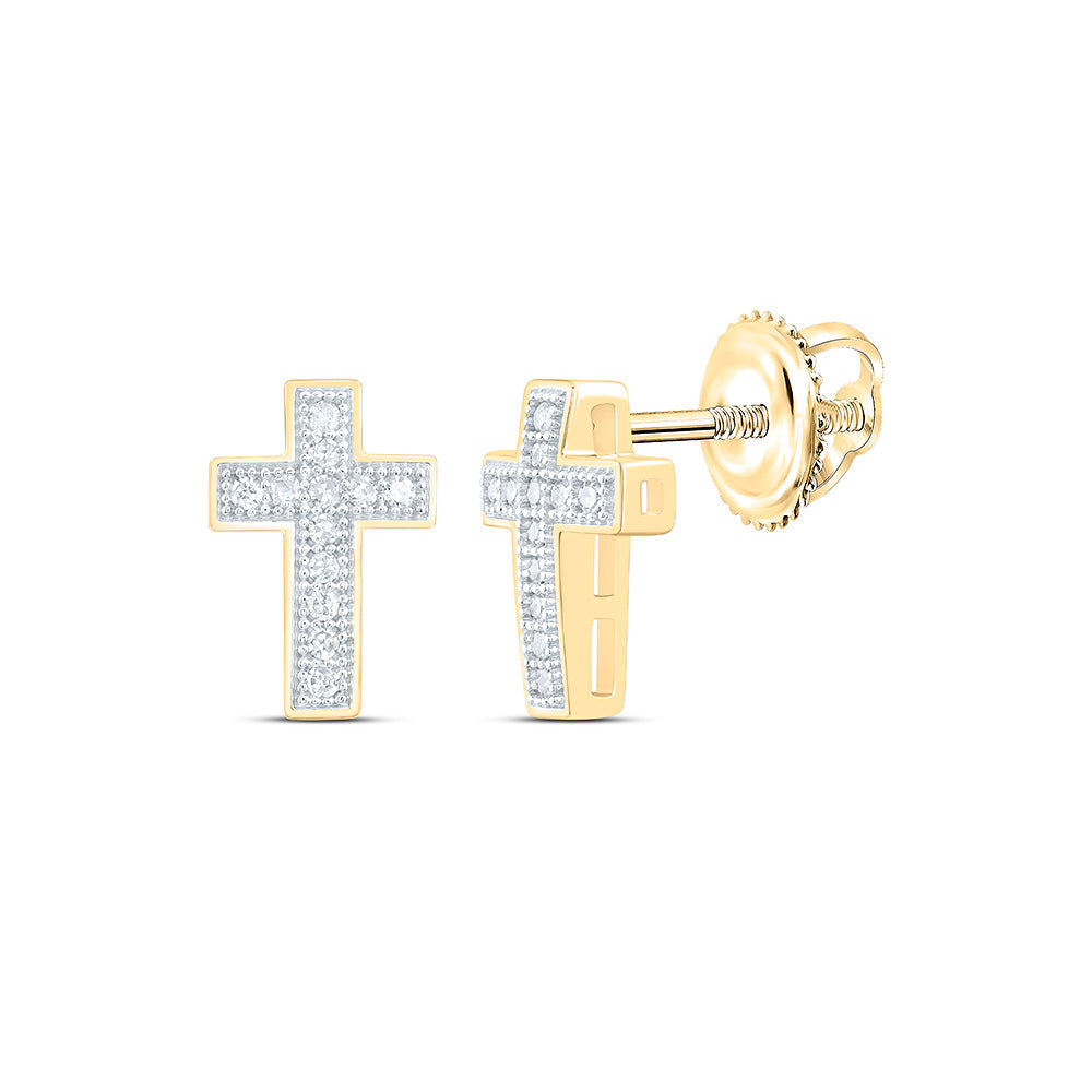 1/10CTW-NAT DIA P1 GIFT CROSS EARRING Daisy Joyeria