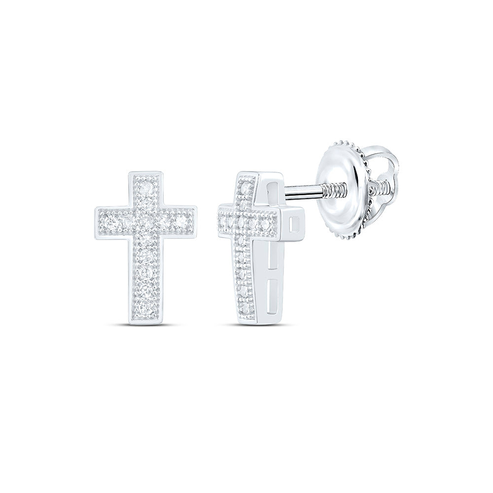 1/10CTW-NAT DIA P1 GIFT CROSS EARRING Daisy Joyeria