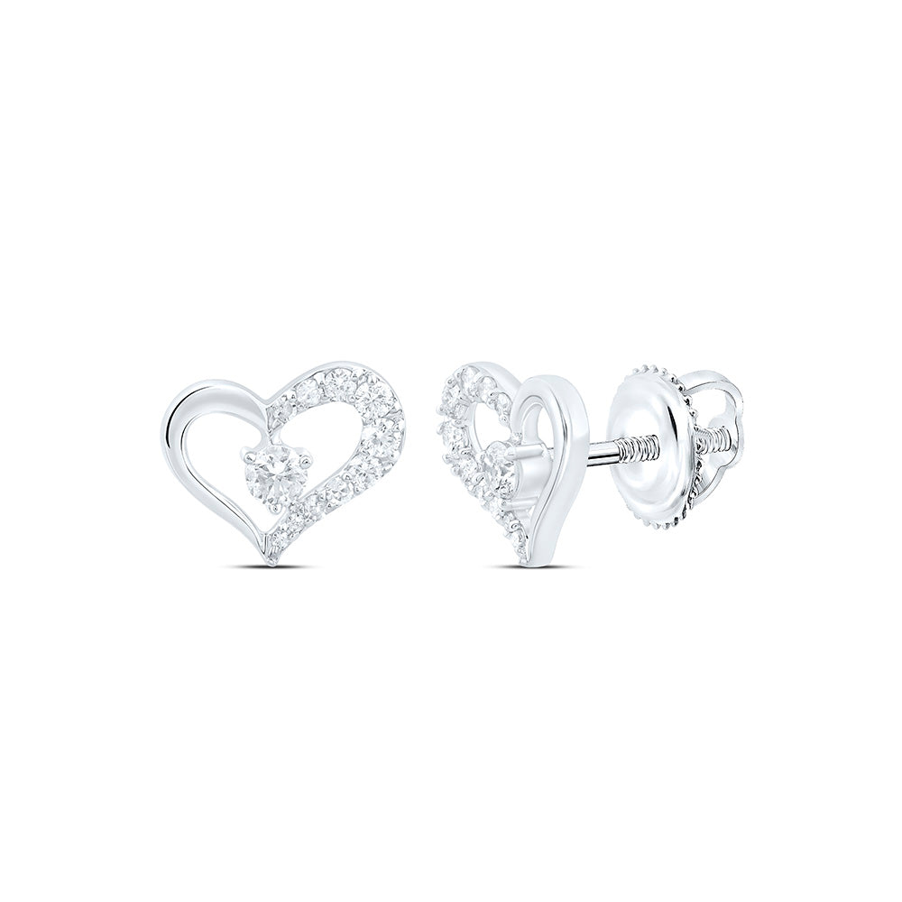 1/3CTW-NAT DIA P1 GIFT HEART EARRING Daisy Joyeria