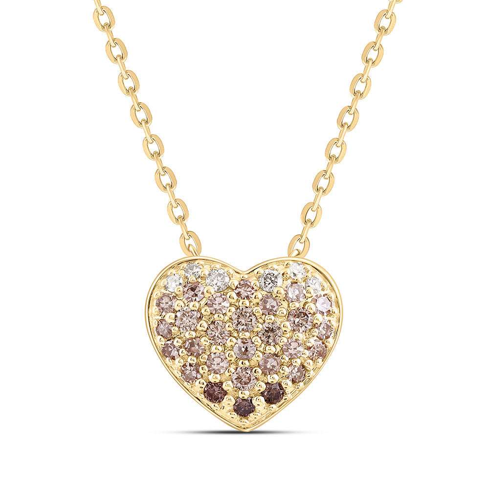1/4CTW-NAT DIA NK FASHION COGNAC NATURAL HEART NECKLACE (18 INCH) Daisy Joyeria