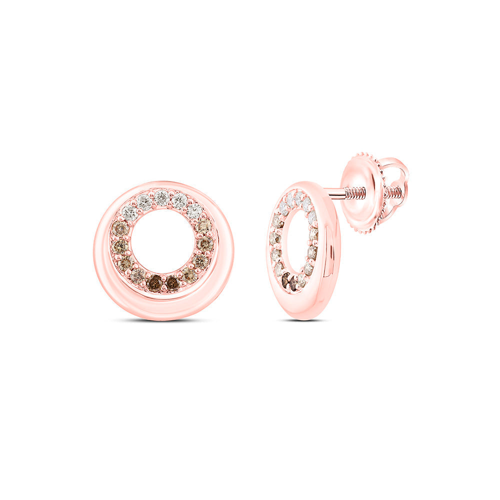 1/3CTW-NAT DIA NK FASHION COGNAC NATURAL ROUND EARRING Daisy Joyeria