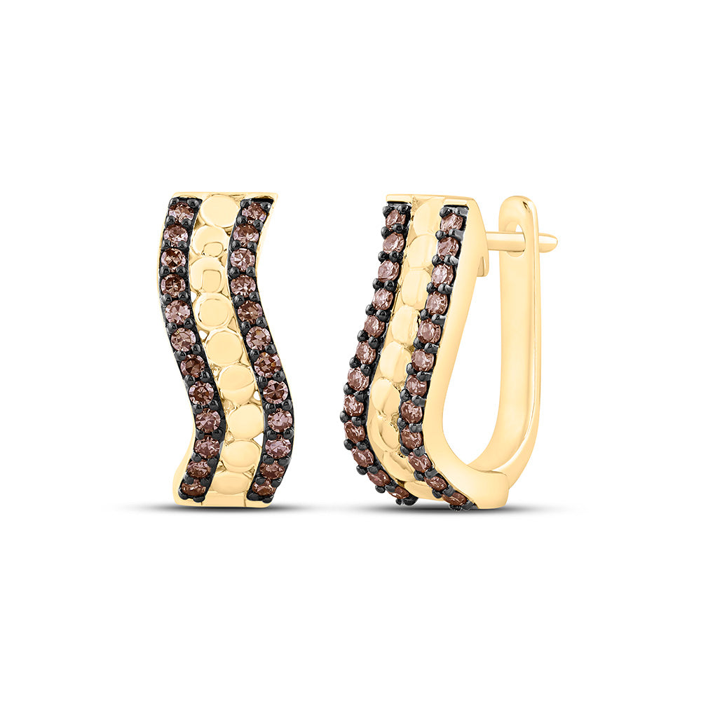 1/3CTW-NAT DIA FASHION COGNAC NATURAL HOOP EARRING Daisy Joyeria