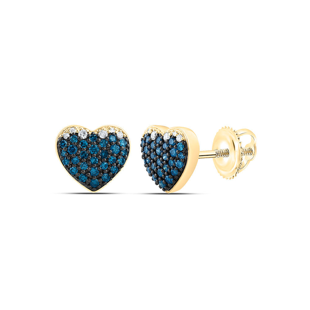 1/2CTW-NAT DIA CN FASHION BLUE DIAMOND HEART EARRING Daisy Joyeria