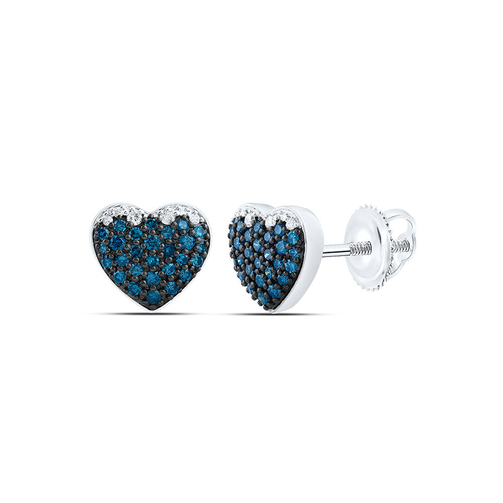 1/2CTW-NAT DIA CN FASHION BLUE DIAMOND HEART EARRING Daisy Joyeria