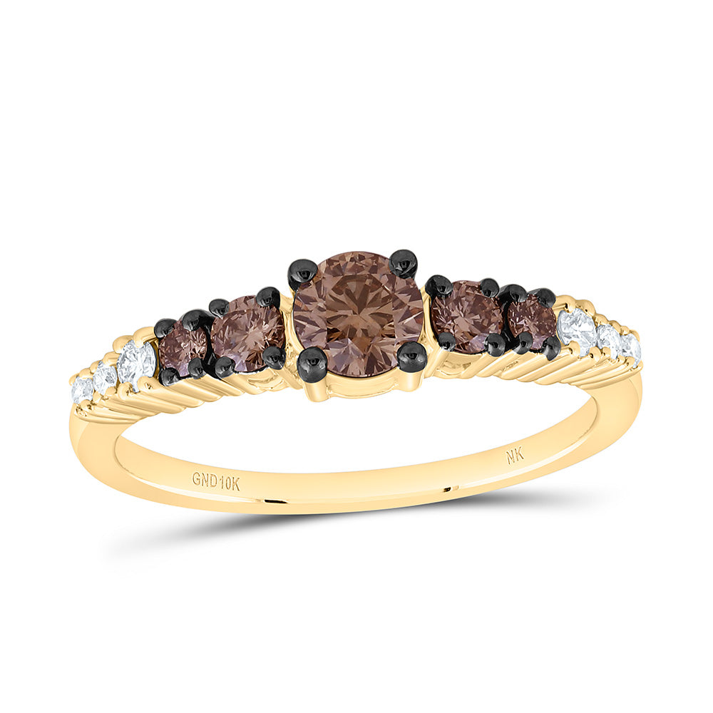 5/8CTW-NAT DIA NK 1/3CT-CRD-BR FASHION COGNAC NATURAL RING Daisy Joyeria