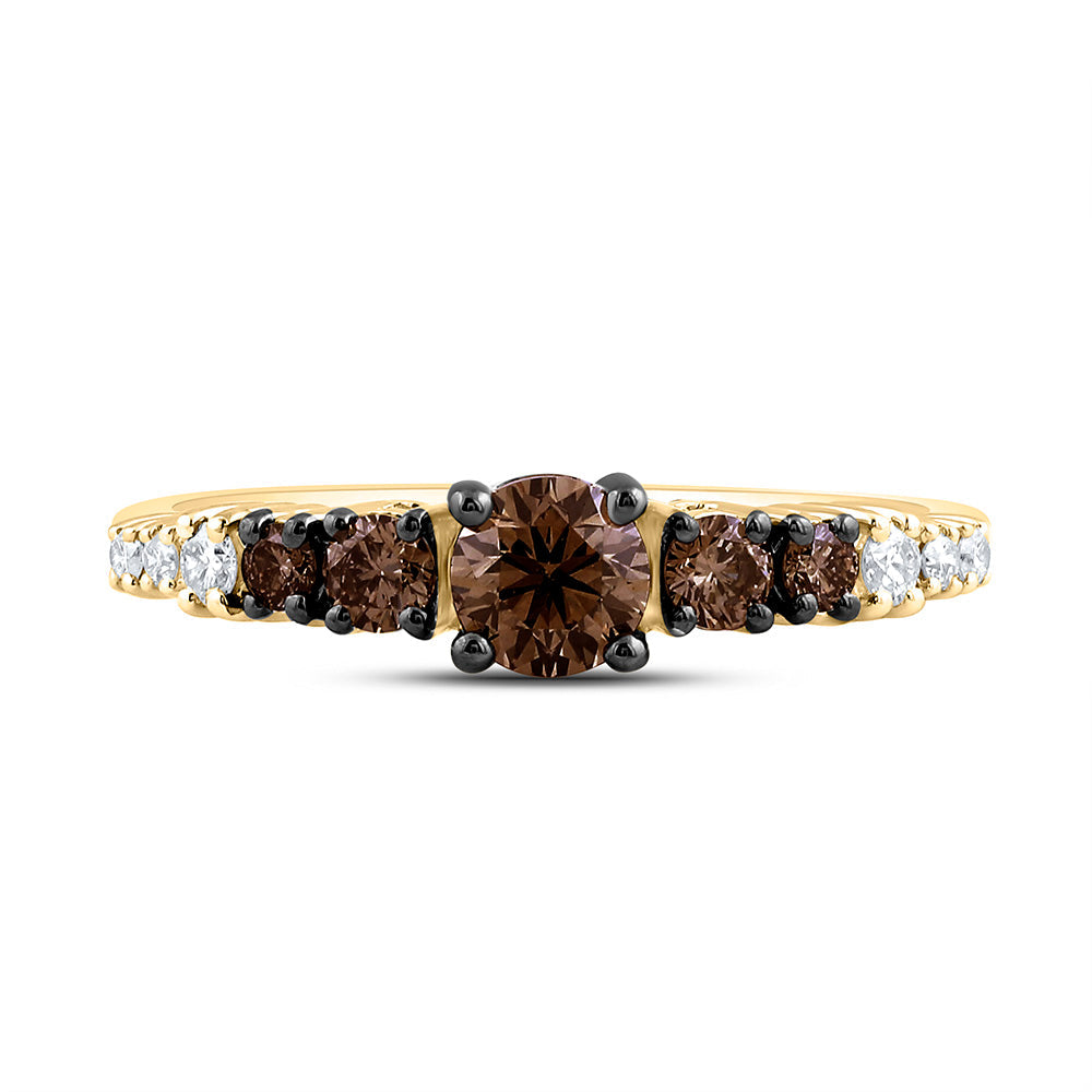 5/8CTW-NAT DIA NK 1/3CT-CRD-BR FASHION COGNAC NATURAL RING Daisy Joyeria