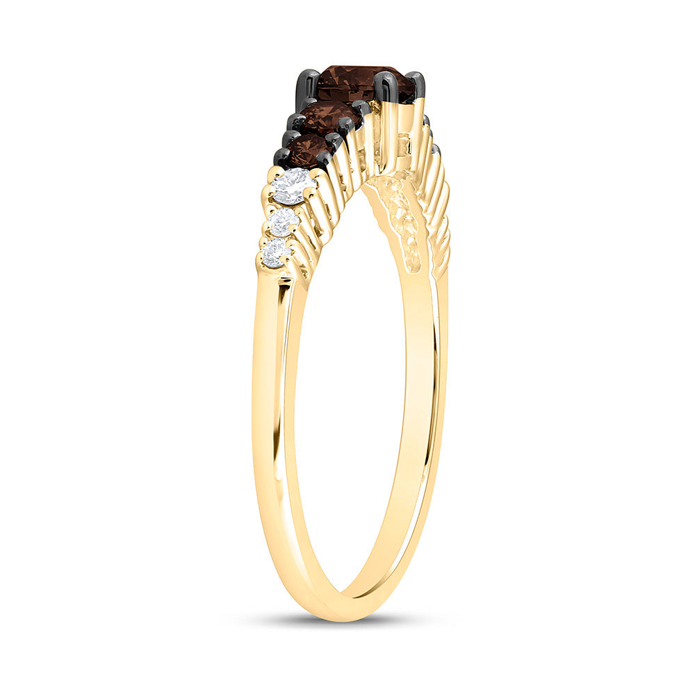 5/8CTW-NAT DIA NK 1/3CT-CRD-BR FASHION COGNAC NATURAL RING Daisy Joyeria