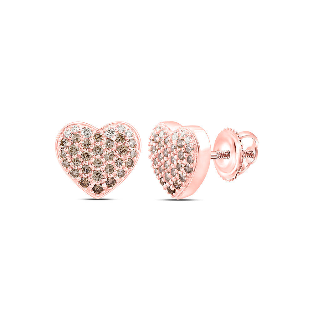 1/2CTW-NAT DIA NK FASHION COGNAC NATURAL HEART EARRING Daisy Joyeria