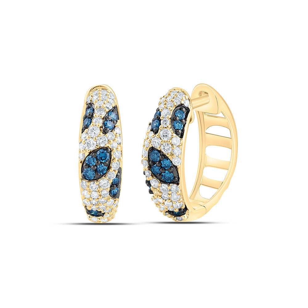 1/2CTW-NAT DIA CN FASHION BLUE DIAMOND HOOP EARRING Daisy Joyeria