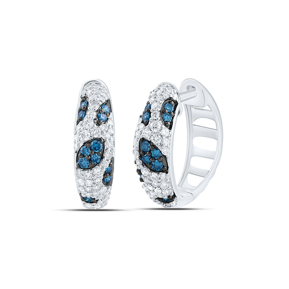 1/2CTW-NAT DIA CN FASHION BLUE DIAMOND HOOP EARRING Daisy Joyeria