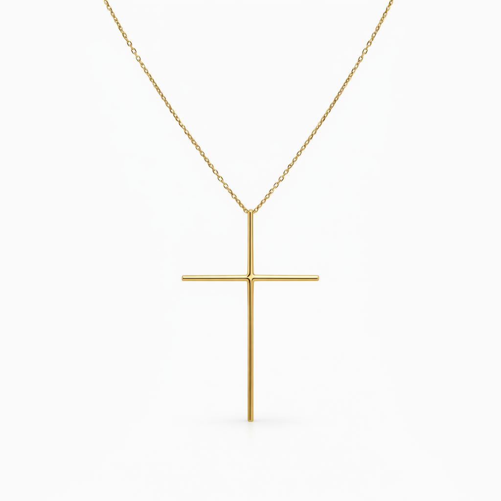 Set Cruz Lisa con Cadenita Minimalista en Oro 10K Daisy Joyeria