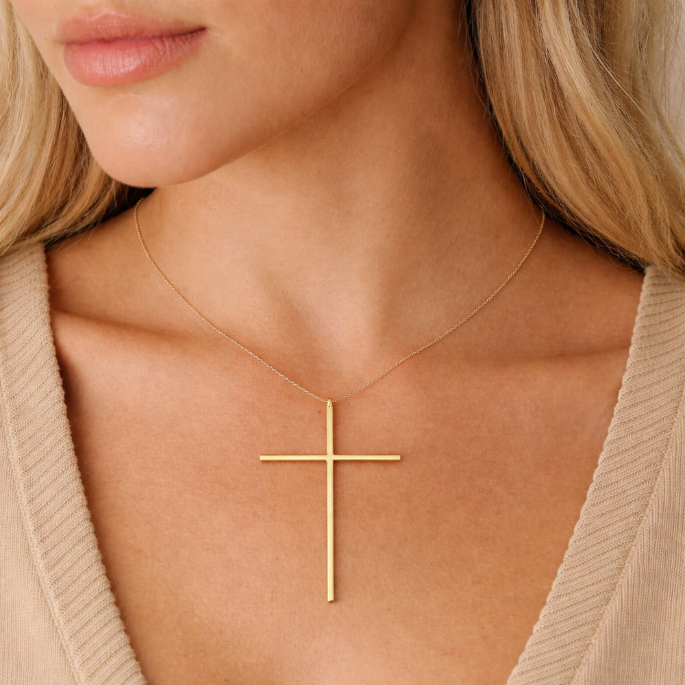 Set Cruz Lisa con Cadenita Minimalista en Oro 10K Daisy Joyeria