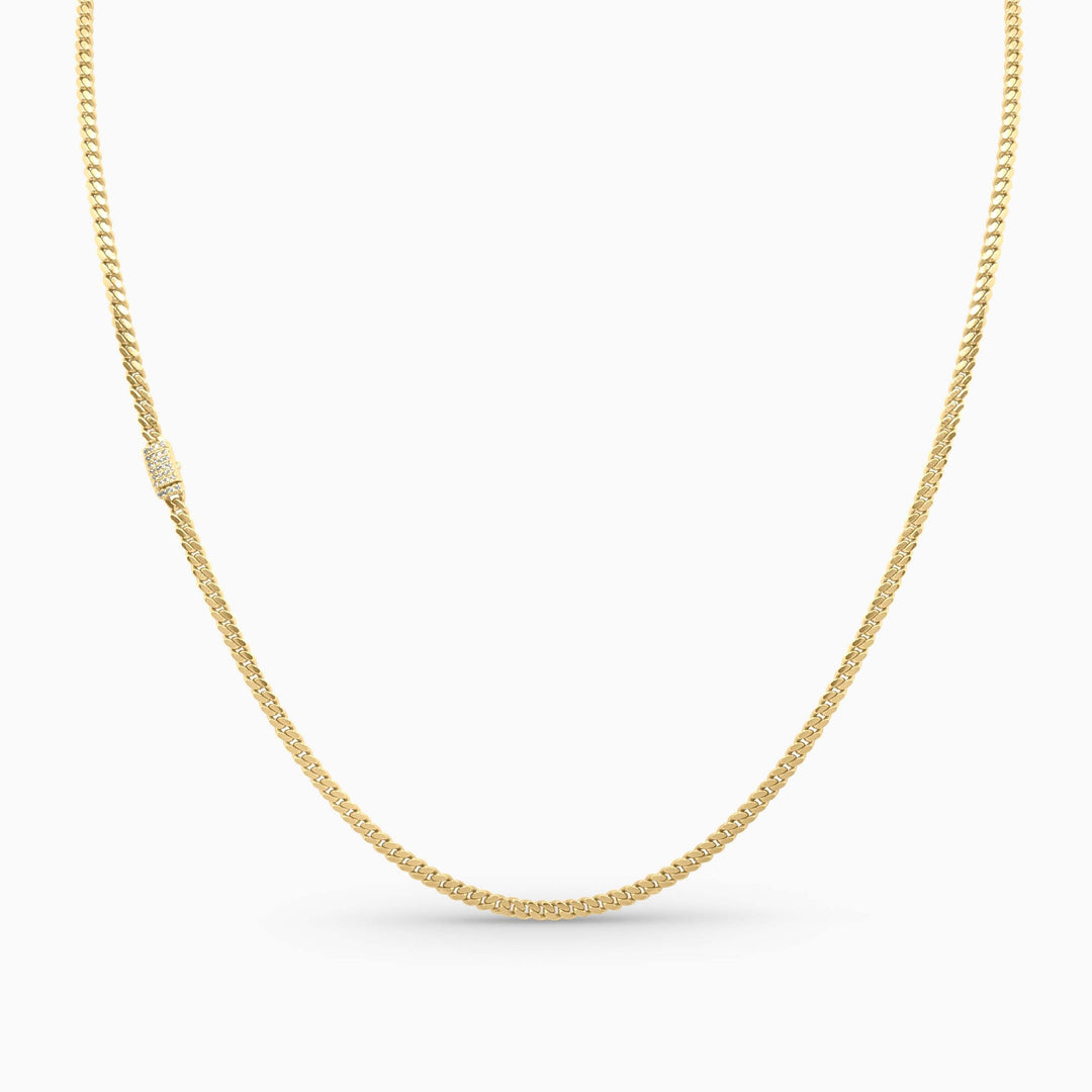 Cadena Cubana Delgada con Cierre con Piedras Pochy Jewelry