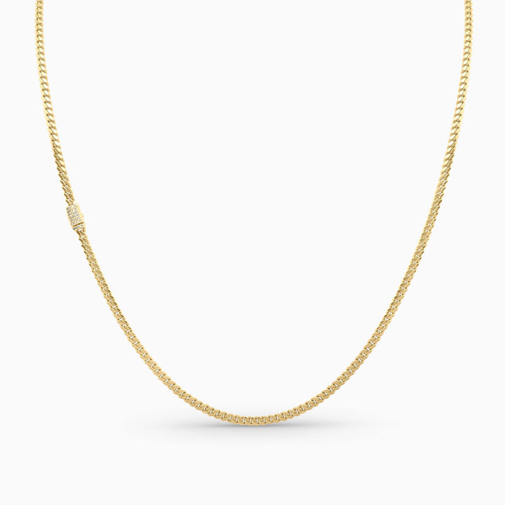 Cadena Cubana Delgada con Cierre con Piedras Pochy Jewelry