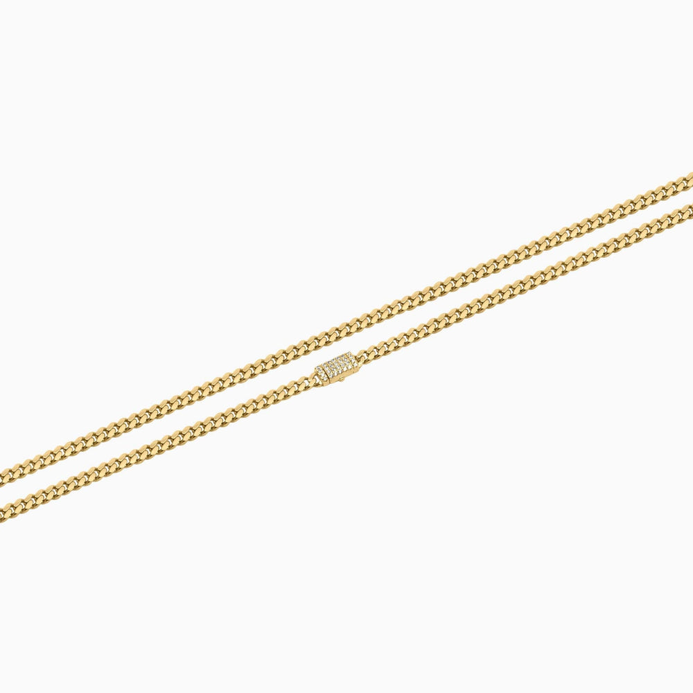 Cadena Cubana Delgada con Cierre con Piedras Pochy Jewelry