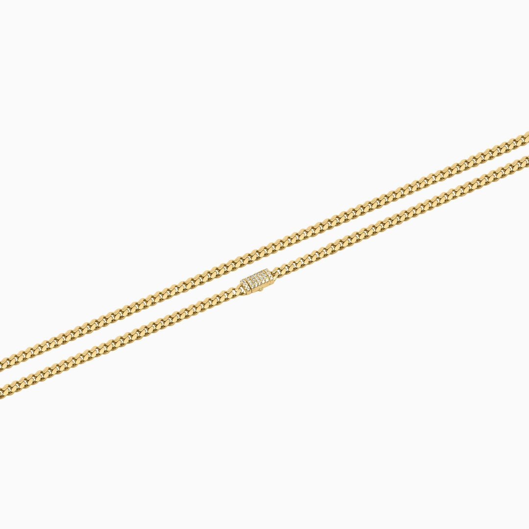 Cadena Cubana Delgada con Cierre con Piedras Pochy Jewelry