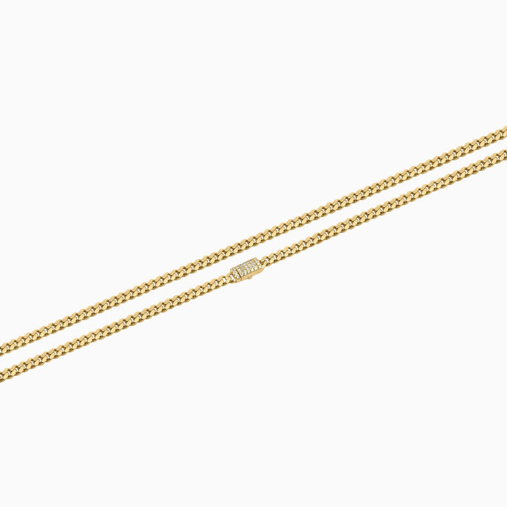 Cadena Cubana Delgada con Cierre con Piedras Pochy Jewelry