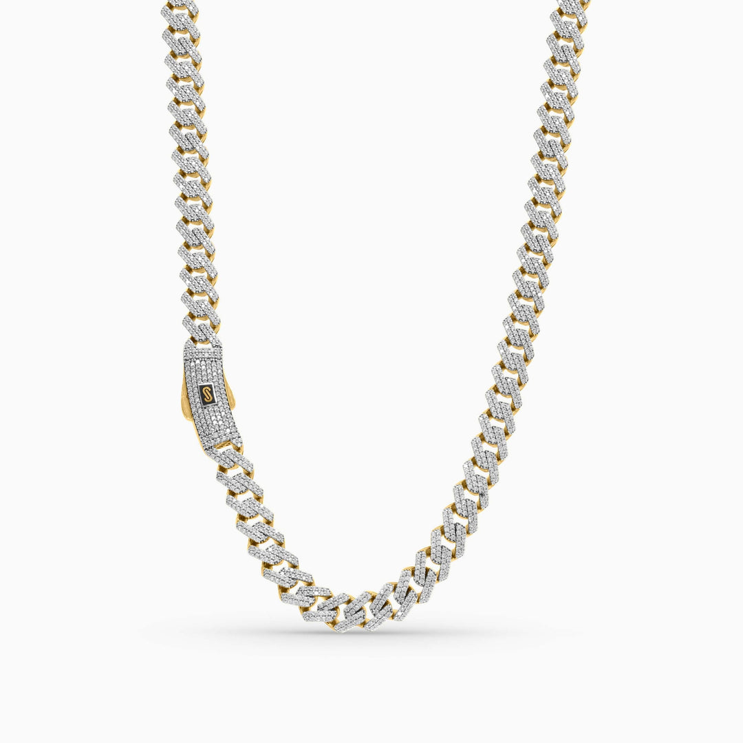 Cadena Monaco Con piedra completa y Cierre Pavé en Oro 10K Daisy Joyeria