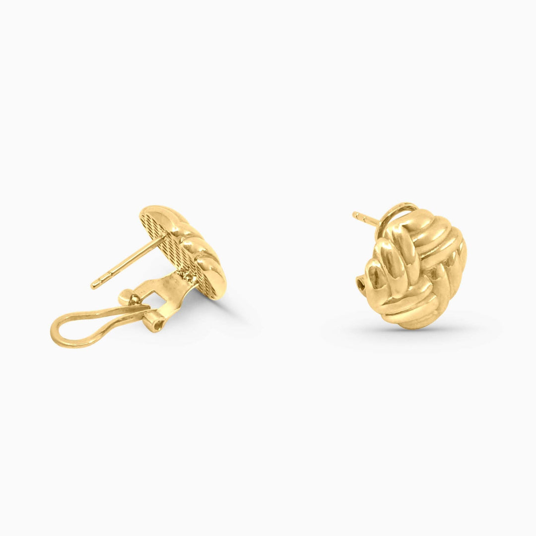 Aretes Nudo Trenzado Pulido en 10k Daisy Joyeria