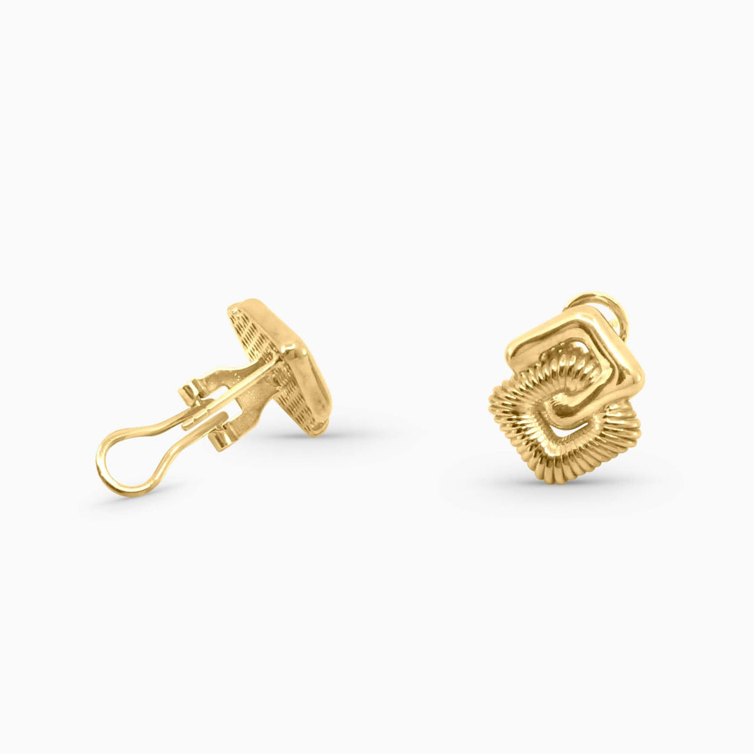 Aretes Cuadro Geometrico Texturizado en 10k Daisy Joyeria