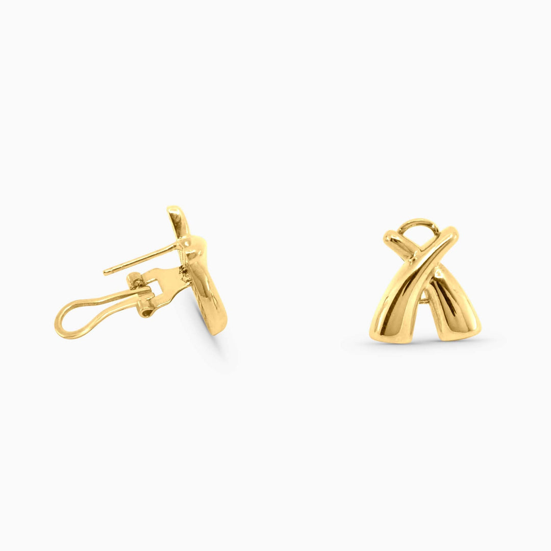 Aretes Cruzados Modernos Pulidos en 10k Daisy Joyeria