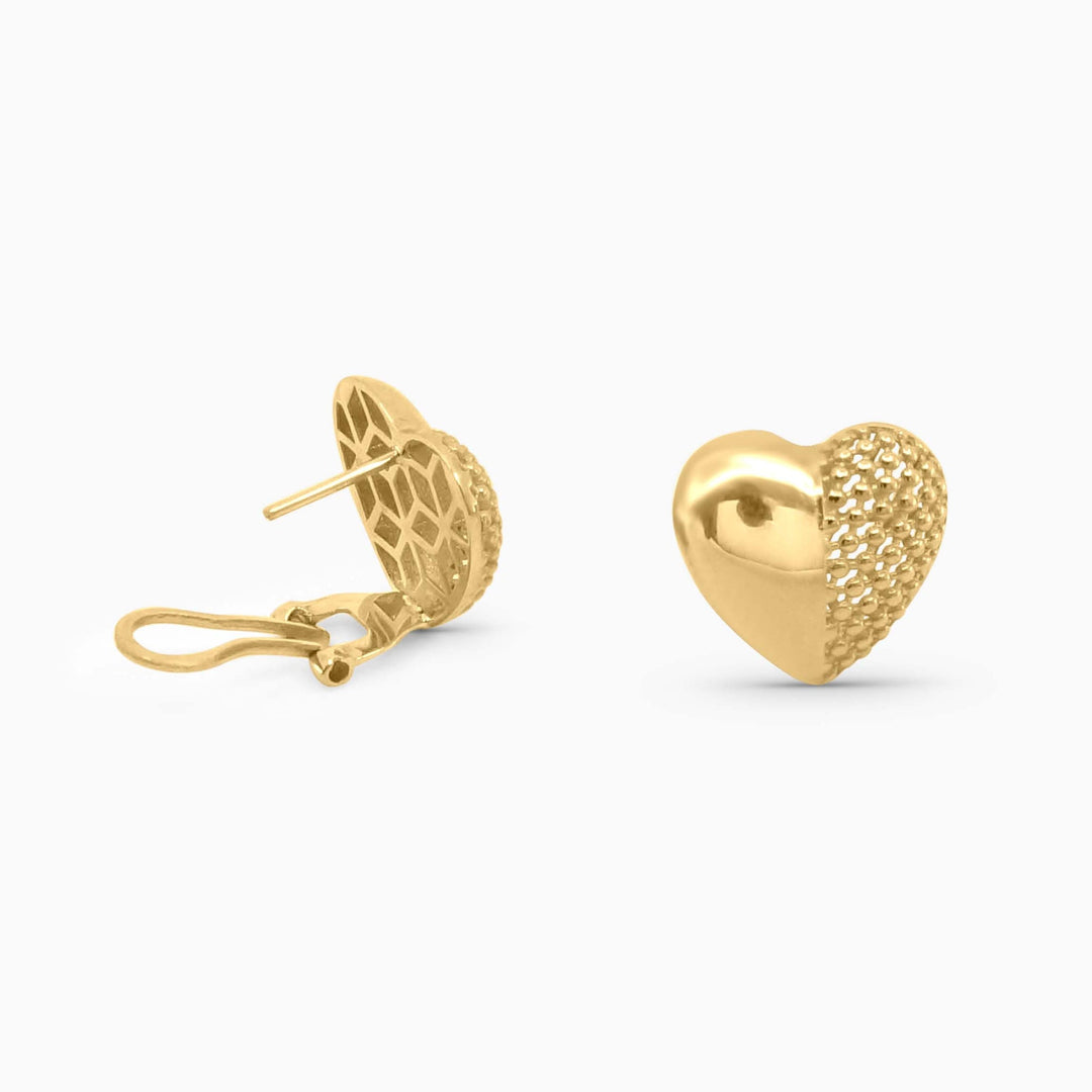Aretes Corazon Mitad Pulido y Texturizado en 10k Daisy Joyeria