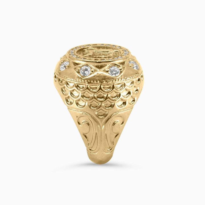 Anillo Redondo Cluster con San Lázaro en Oro 10K Pochy Jewelry