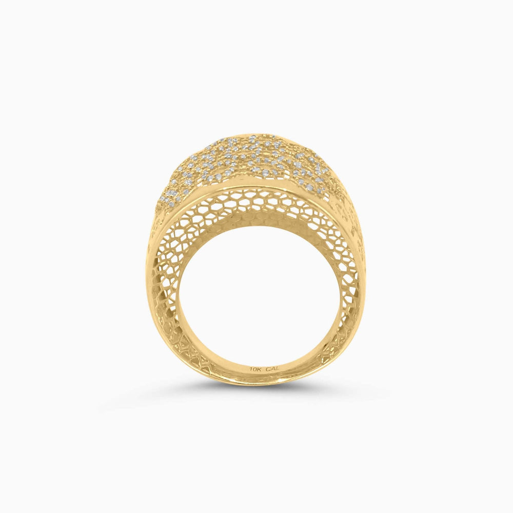 Anillo de Malla con CZ en Oro 10K Pochy Jewelry