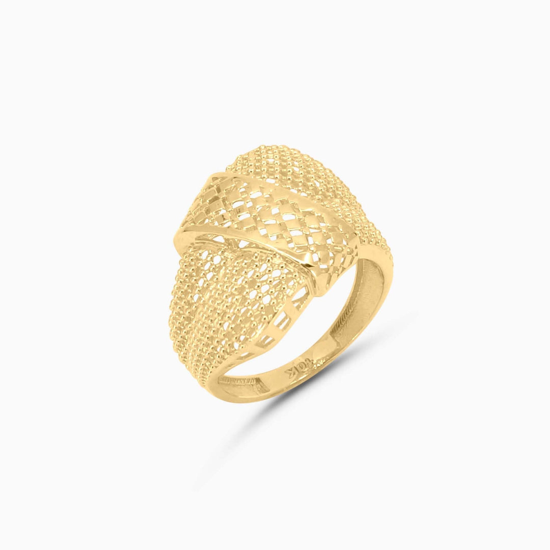 Anillo de Malla Fancy en Oro 10K Pochy Jewelry