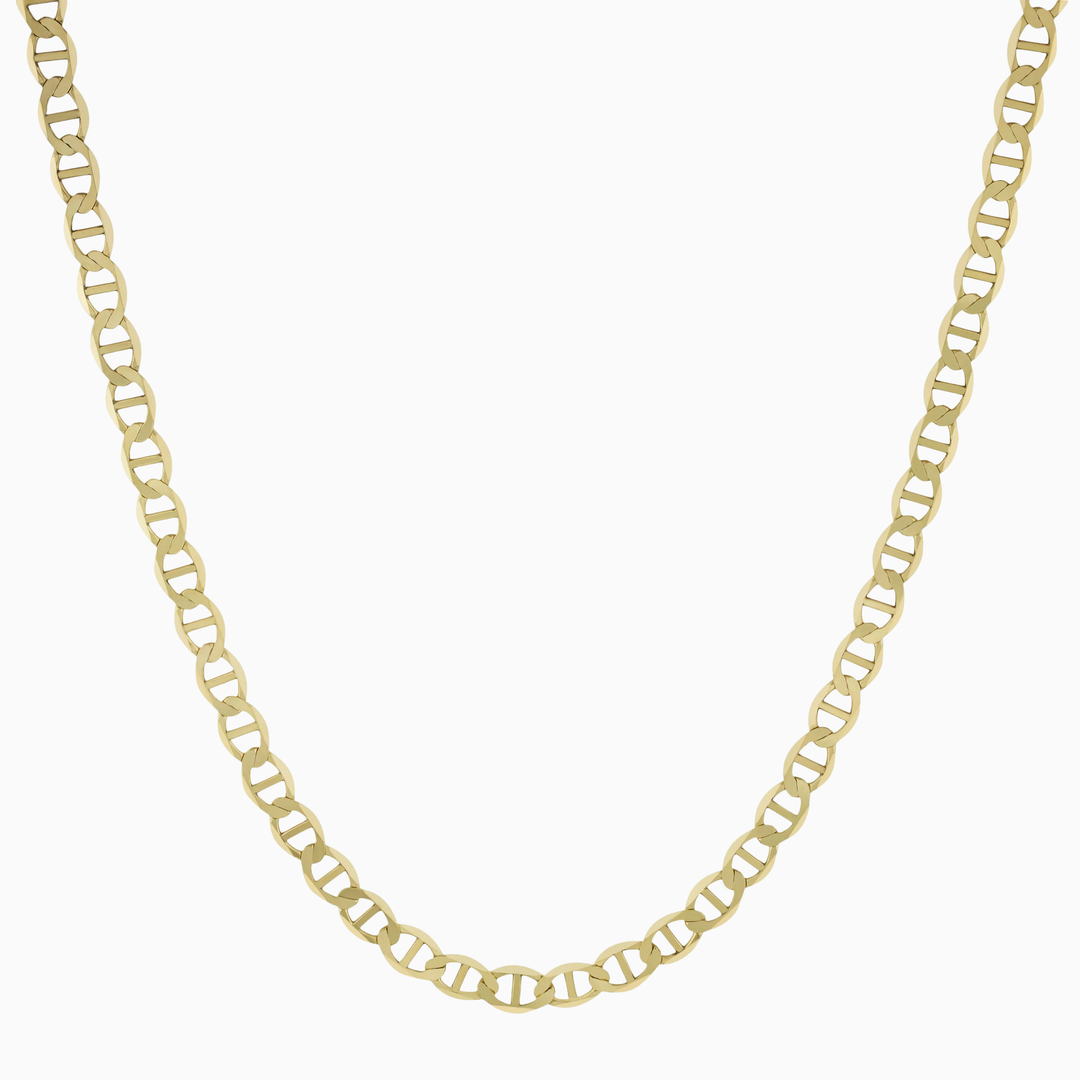 Collar de Eslabón Marinero Plano en Oro 10K Pochy Jewelry