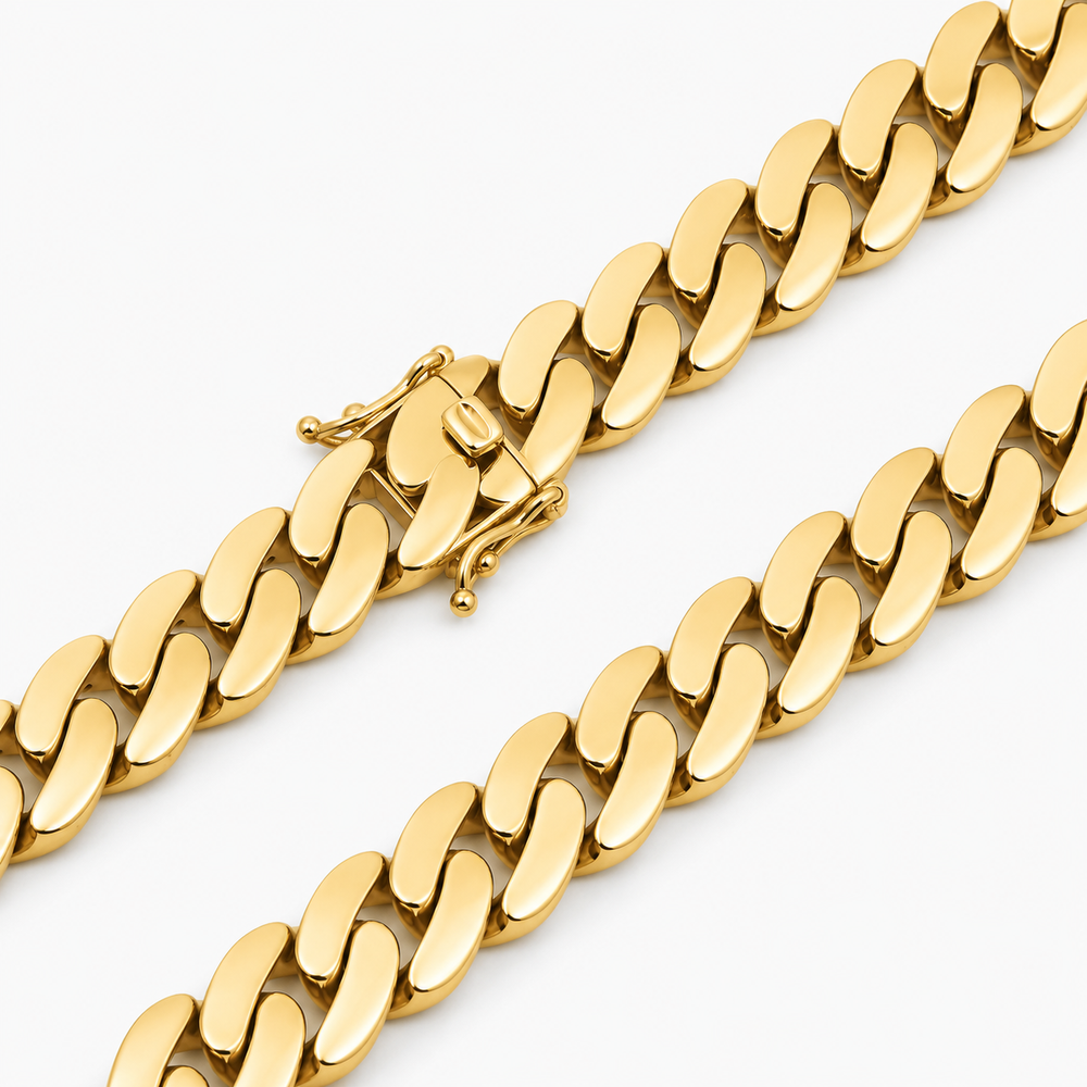 Cadena Cubana Hollow en Oro 10K Daisy Joyeria