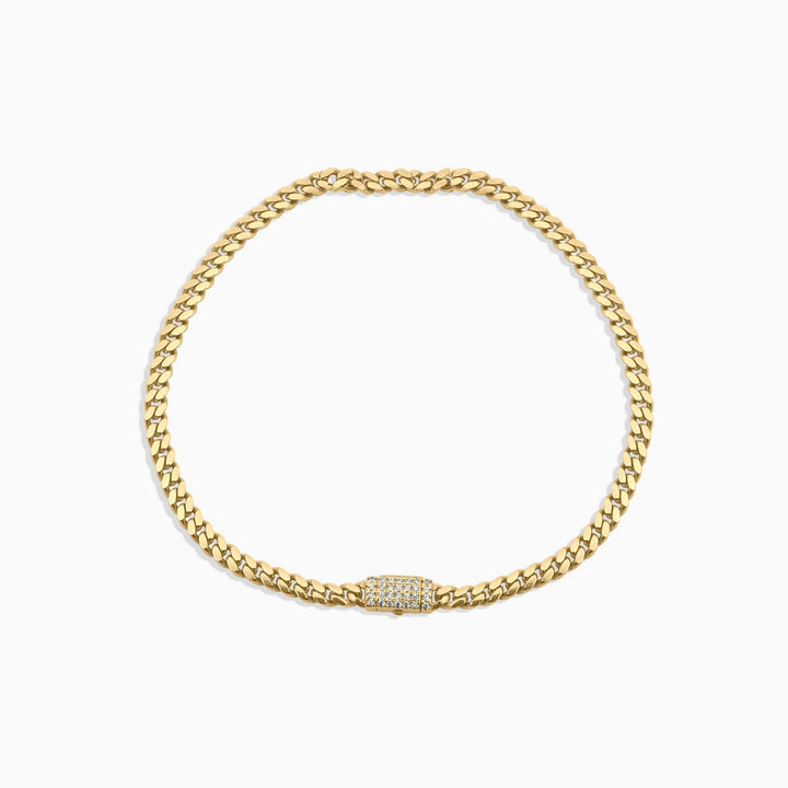 Pulsera Cubana en Oro 10K con Cierre de Piedras Daisy Joyeria