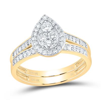 10k 1 CTW-NAT DIA NK PEAR TRIO SET Daisy Joyeria