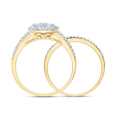 10K 1/2CTW-DIA NK CUSHION DOUBLE HALO BRIDAL SET Daisy Joyeria