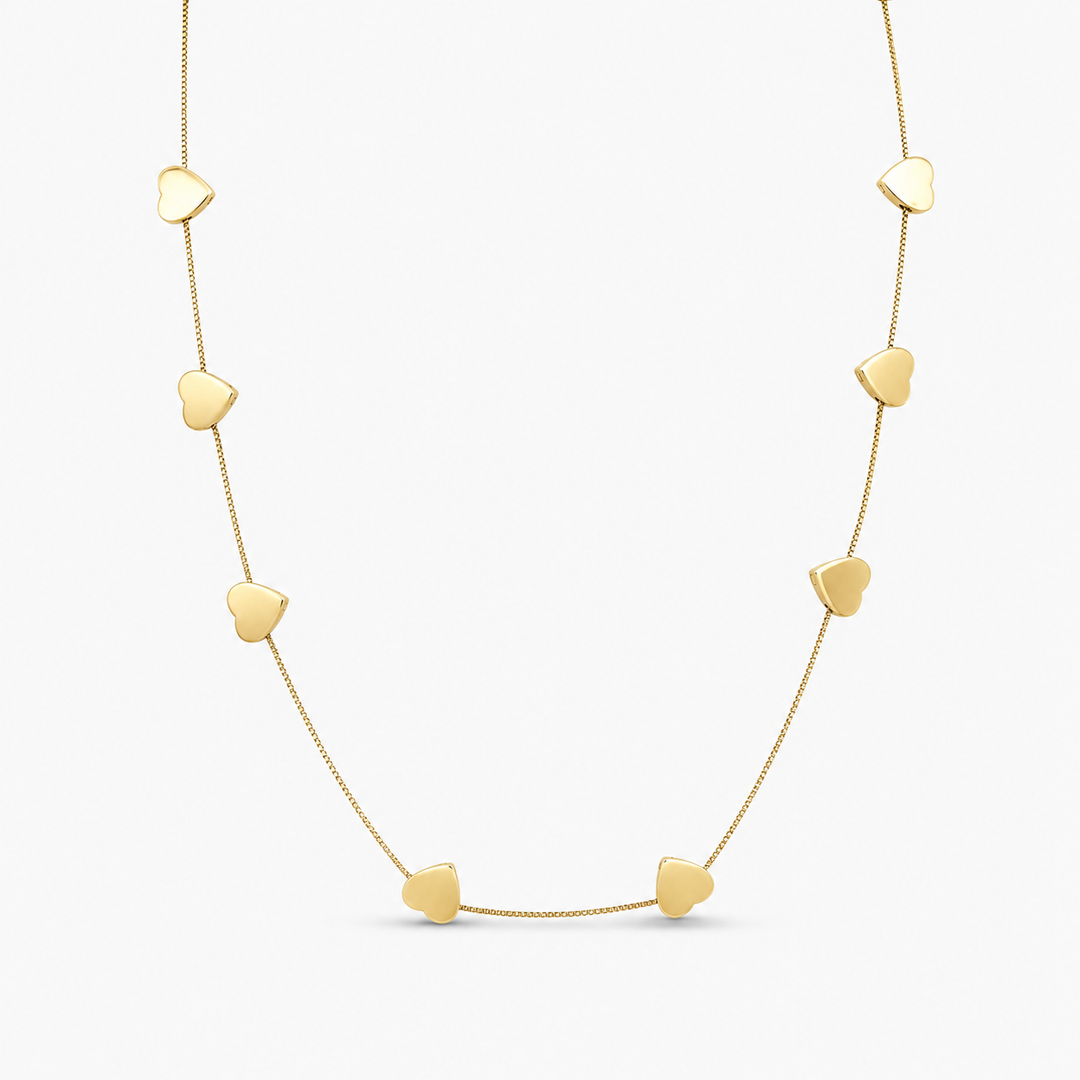 Cadena de Corazones en Oro 14K 22" Daisy Joyeria