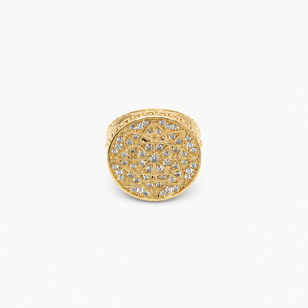 Anillo de Hombre Redondo con Diseño Geométrico 10K Daisy Joyeria