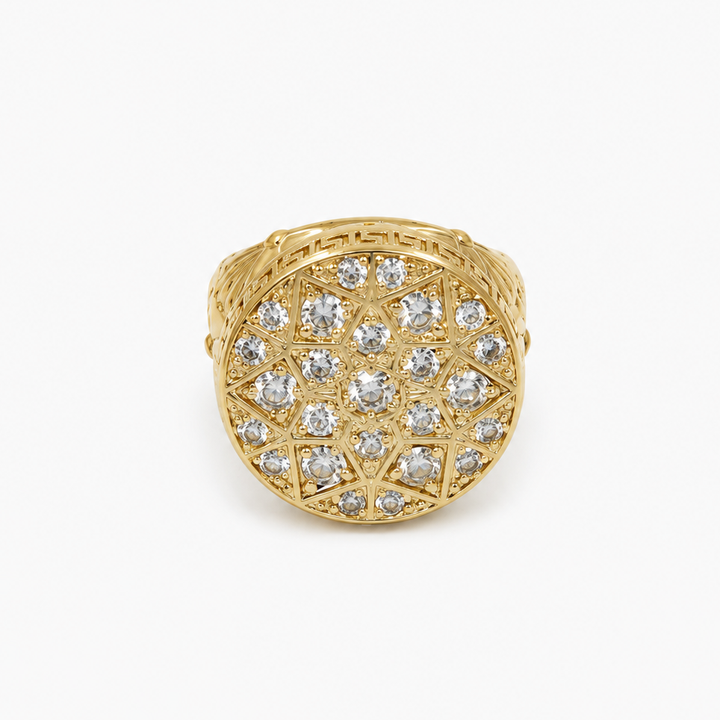 Anillo de Hombre Redondo con Piedras Brillantes 10K Daisy Joyeria