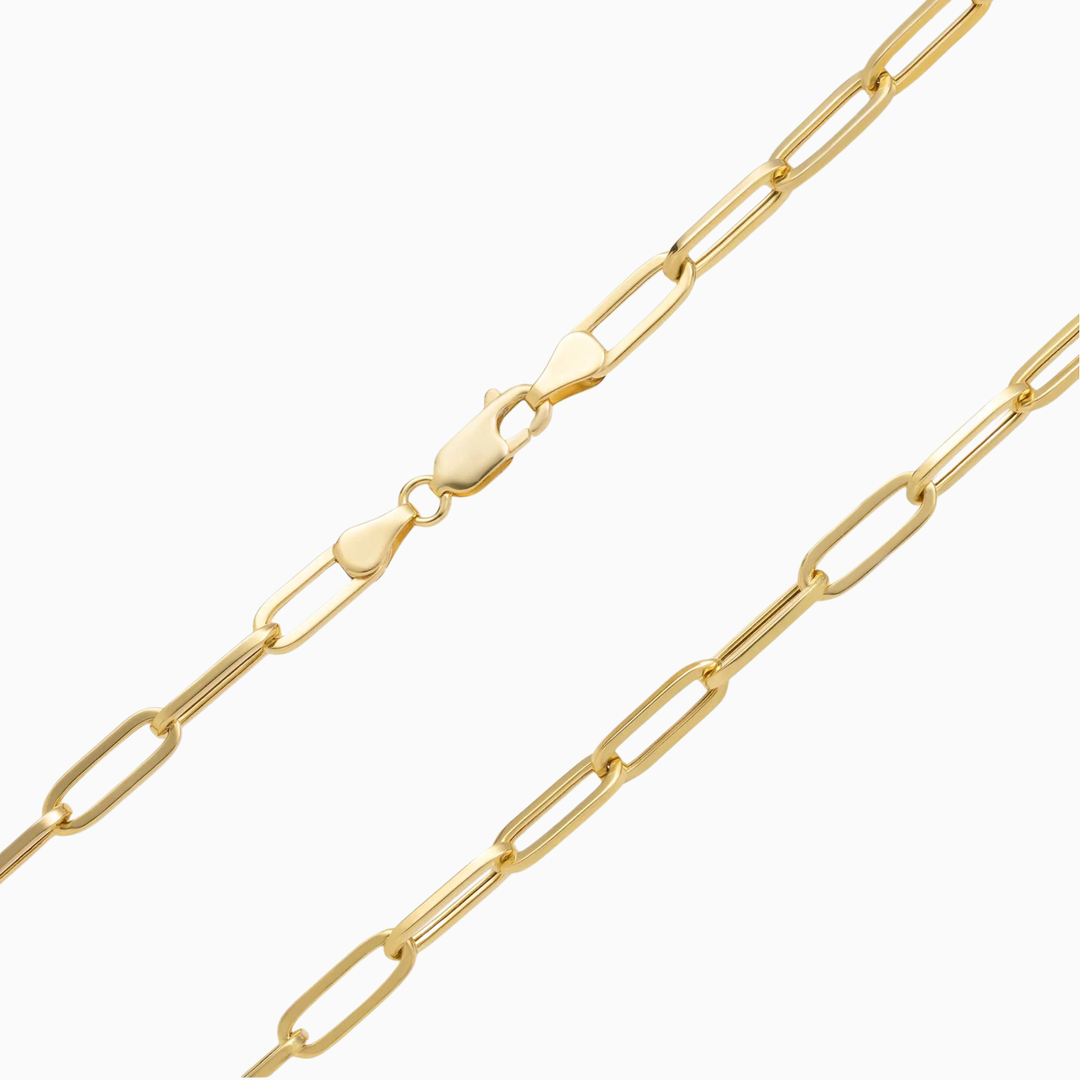Cadena Paper Clip Hueca en Oro 10K Daisy Joyeria