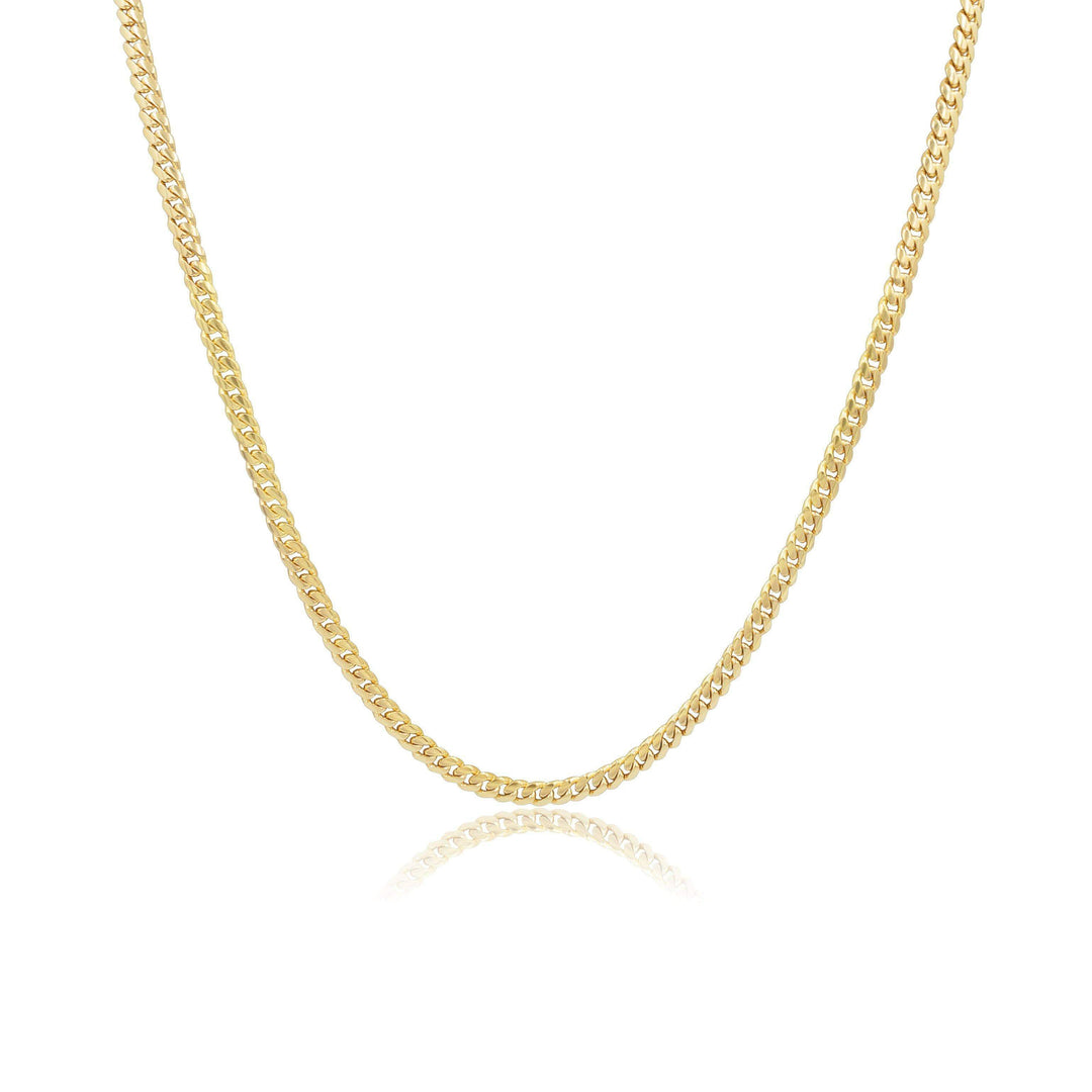Cadena Cubana Sólida Hecha a Máquina de 4mm – Oro 10K Pochy Jewelry